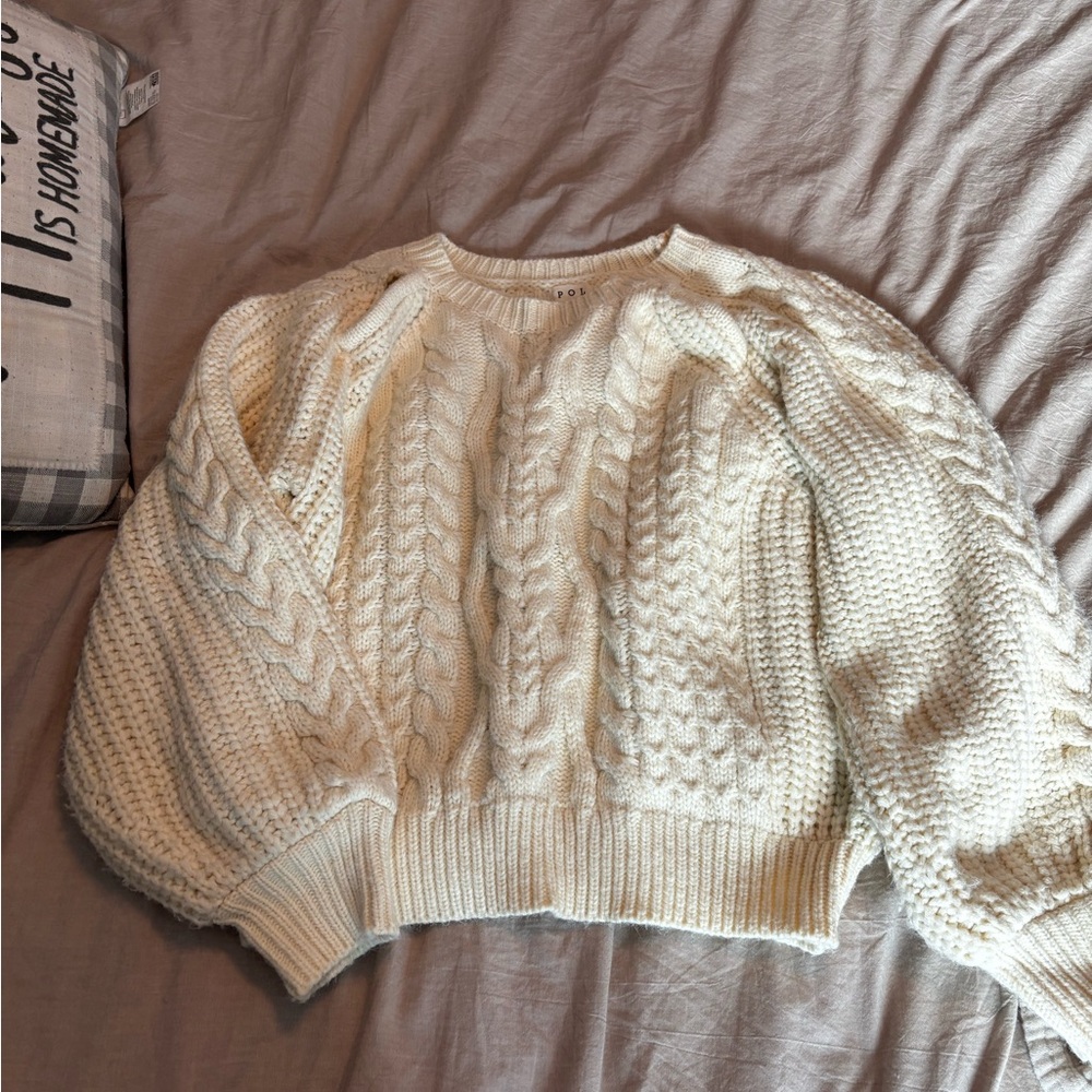 POL Cream Cable Knit Sweater